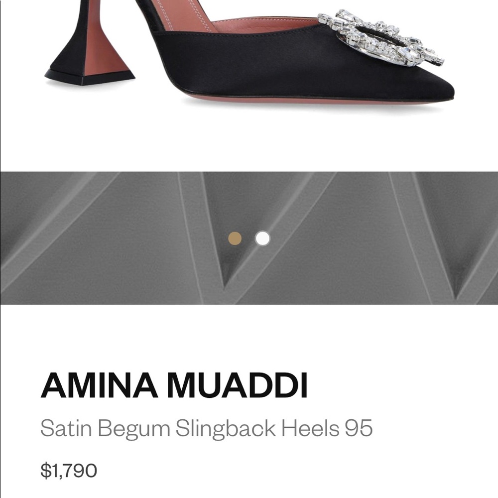 *SOLD* AMINA MUADDI | Black satin begum slingback - Picture 2 of 10